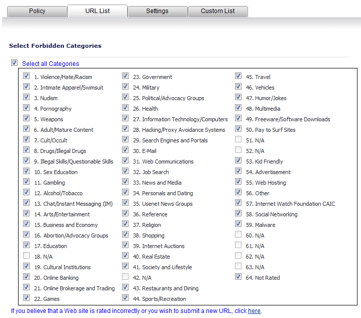 Configuring Legacy SonicWALL Filter Properties