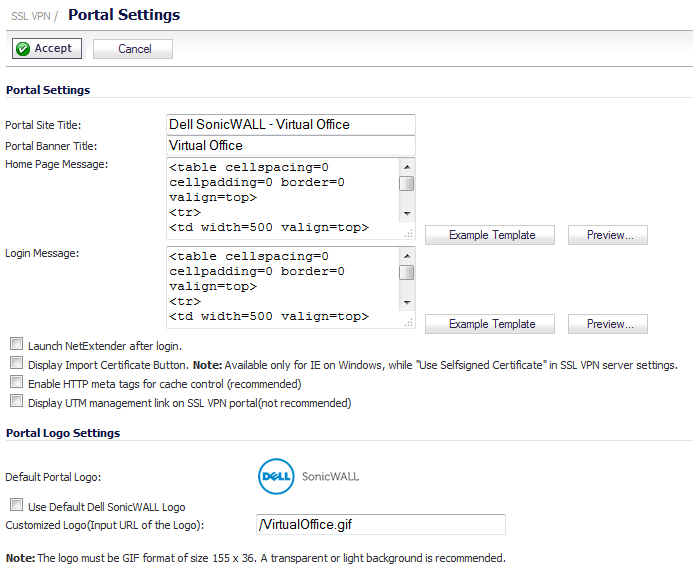 Ssl Vpn Portal Settings