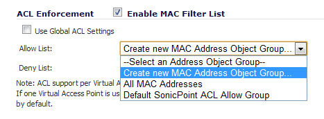 which mac address to use for access list