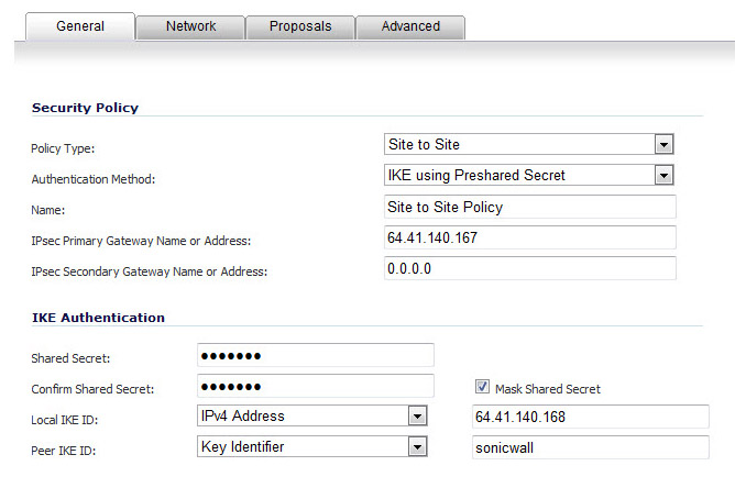 Configuring A Vpn Policy With Ike Using Preshared Secret