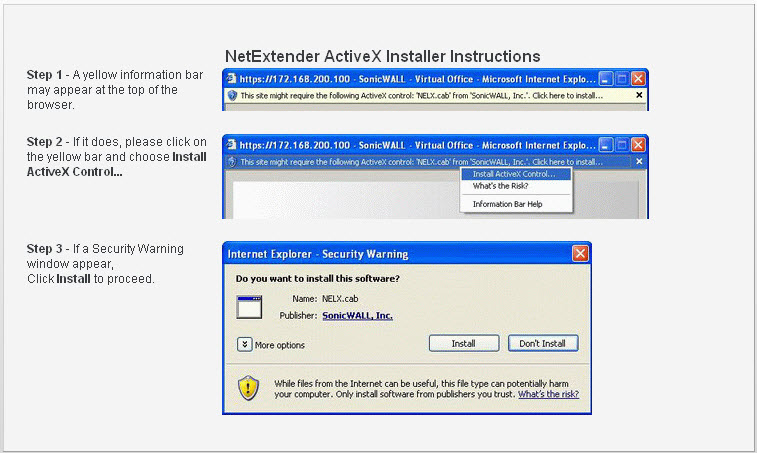 sonicwall netextender creators update activex